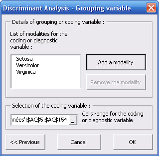 statel discriminant analysis excel