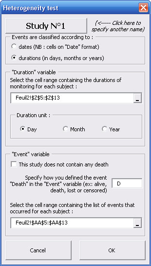 statel comparison survival studies logrank heterogeneity test excel