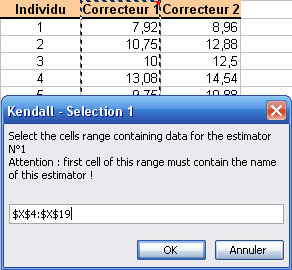 statel analysis concordance kendall test excel